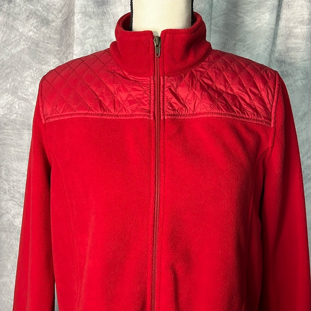 Talbots Red Zip Front Fleece Jacket - LP - Picture 2 of 11